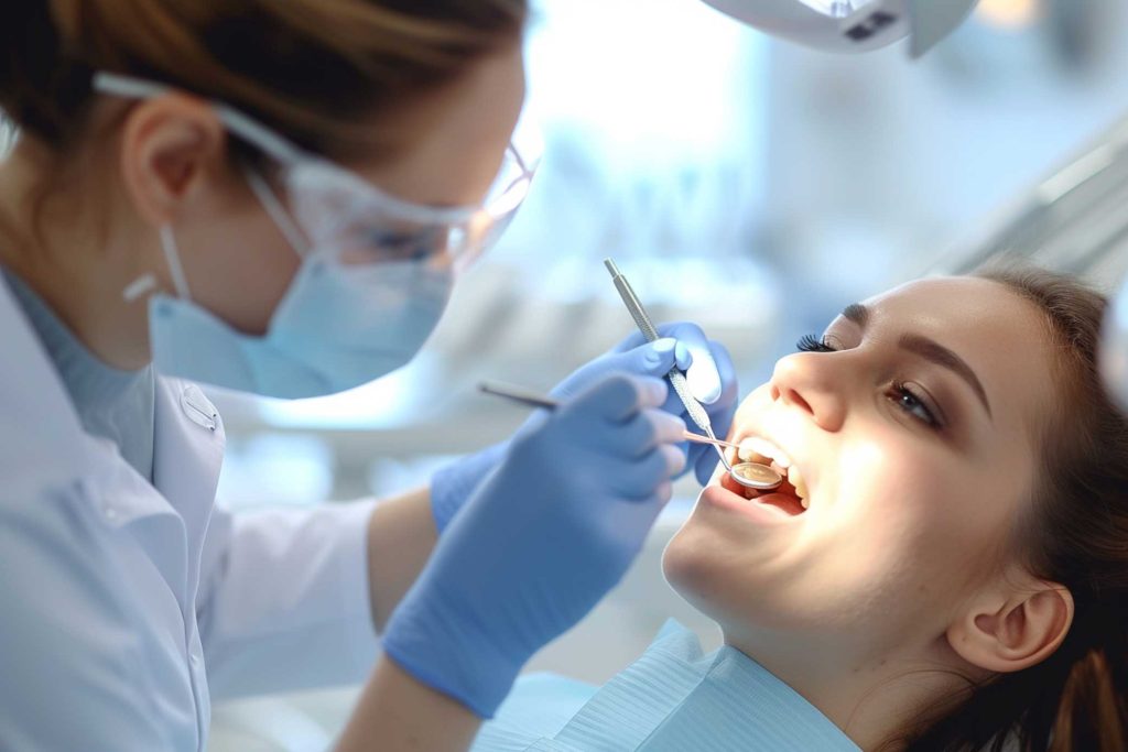 Paciente visita al dentista para revisión